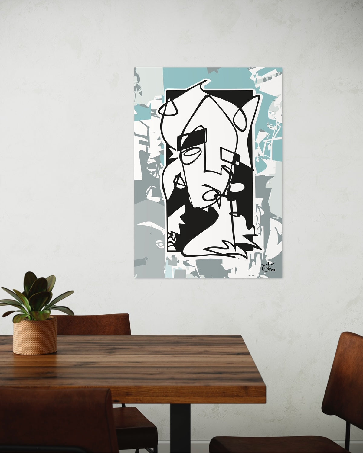 WHO AM I | Continuous line abstract art poster