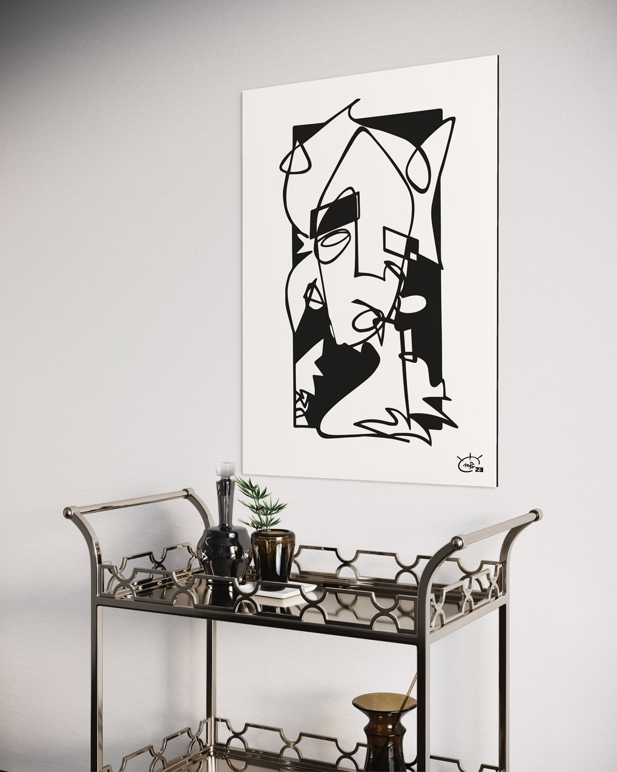 WHO AM I | Continuous line abstract art poster