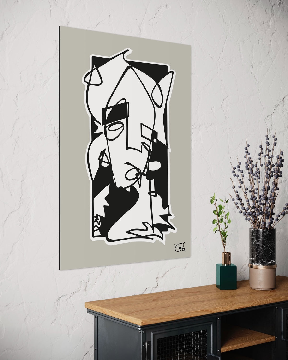 WHO AM I | Continuous line abstract art poster