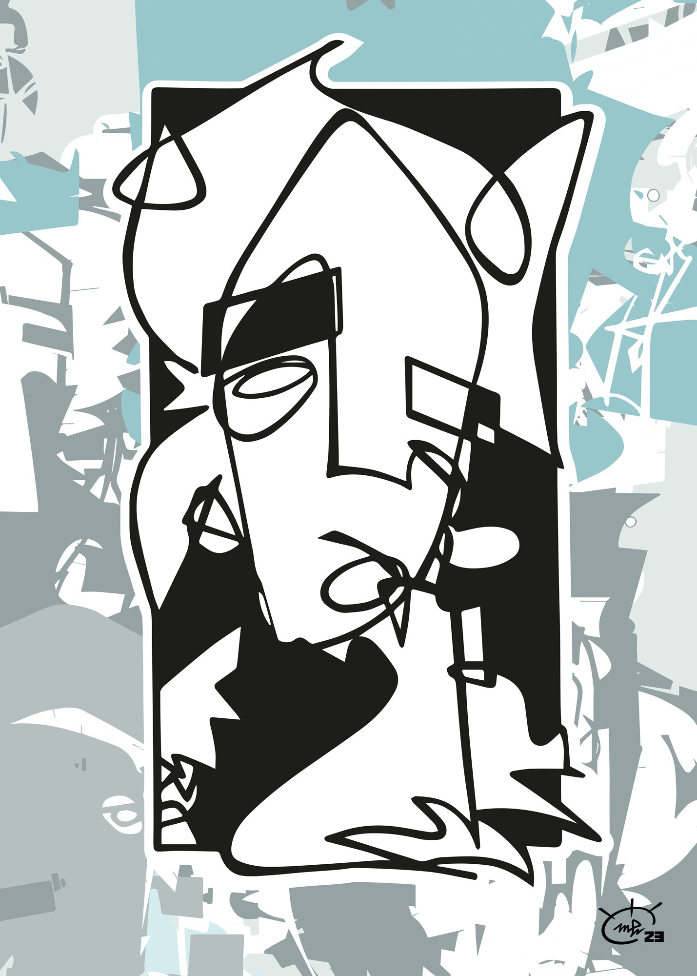 WHO AM I | Continuous line abstract art poster