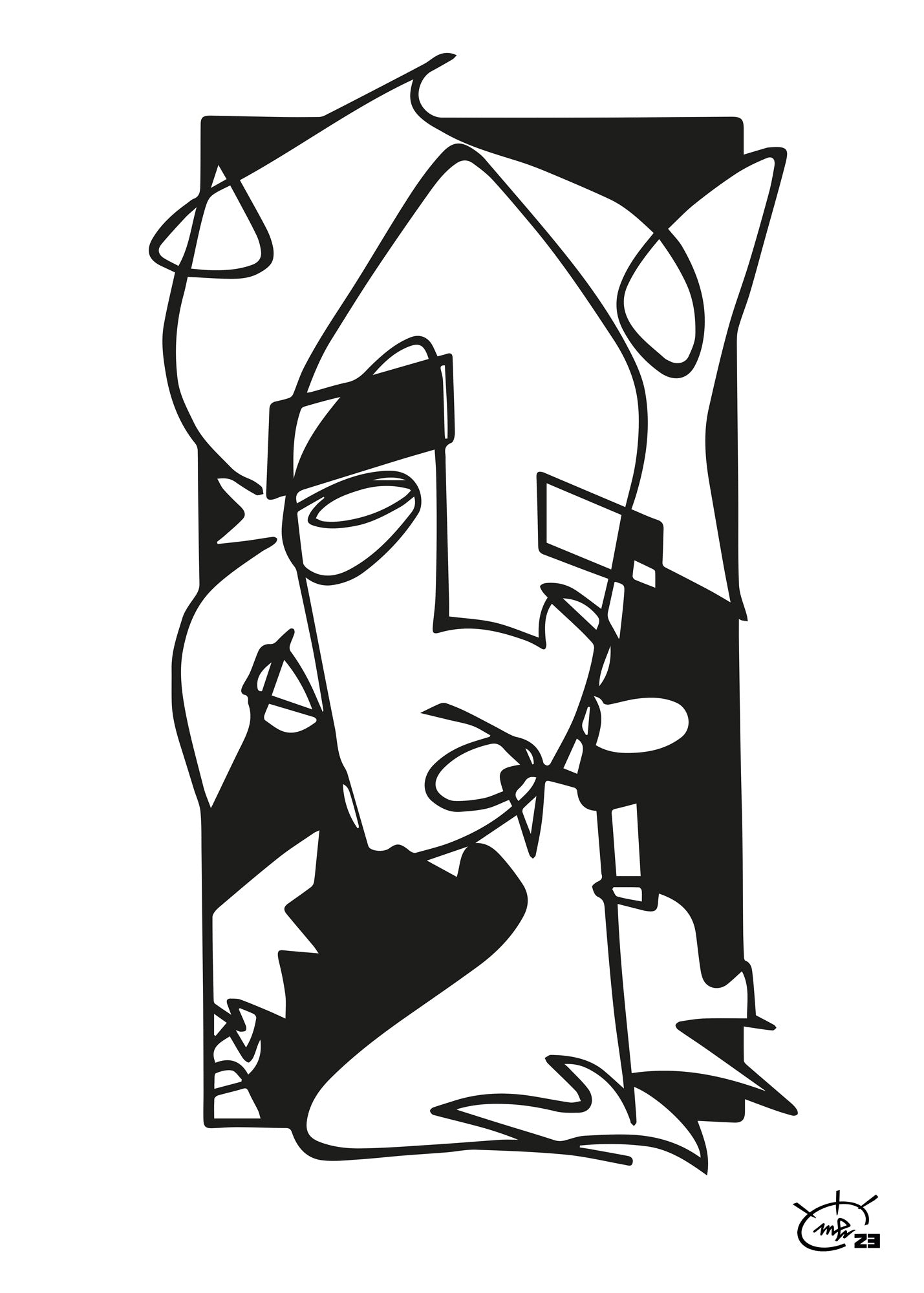 WHO AM I | Continuous line abstract art poster