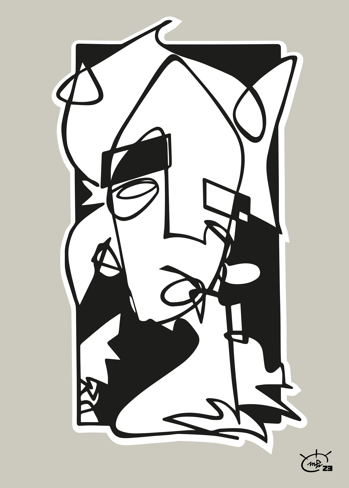 WHO AM I | Continuous line abstract art poster