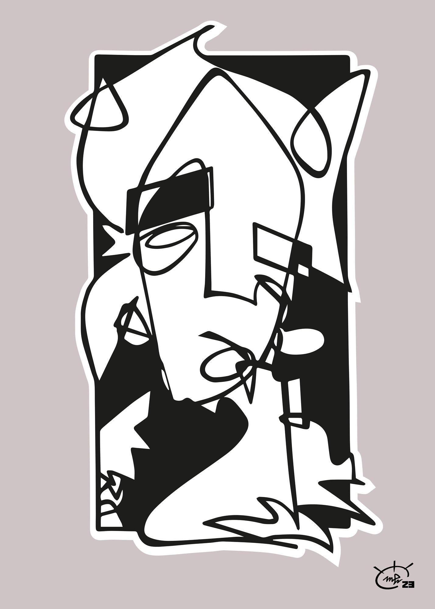 WHO AM I | Continuous line abstract art poster