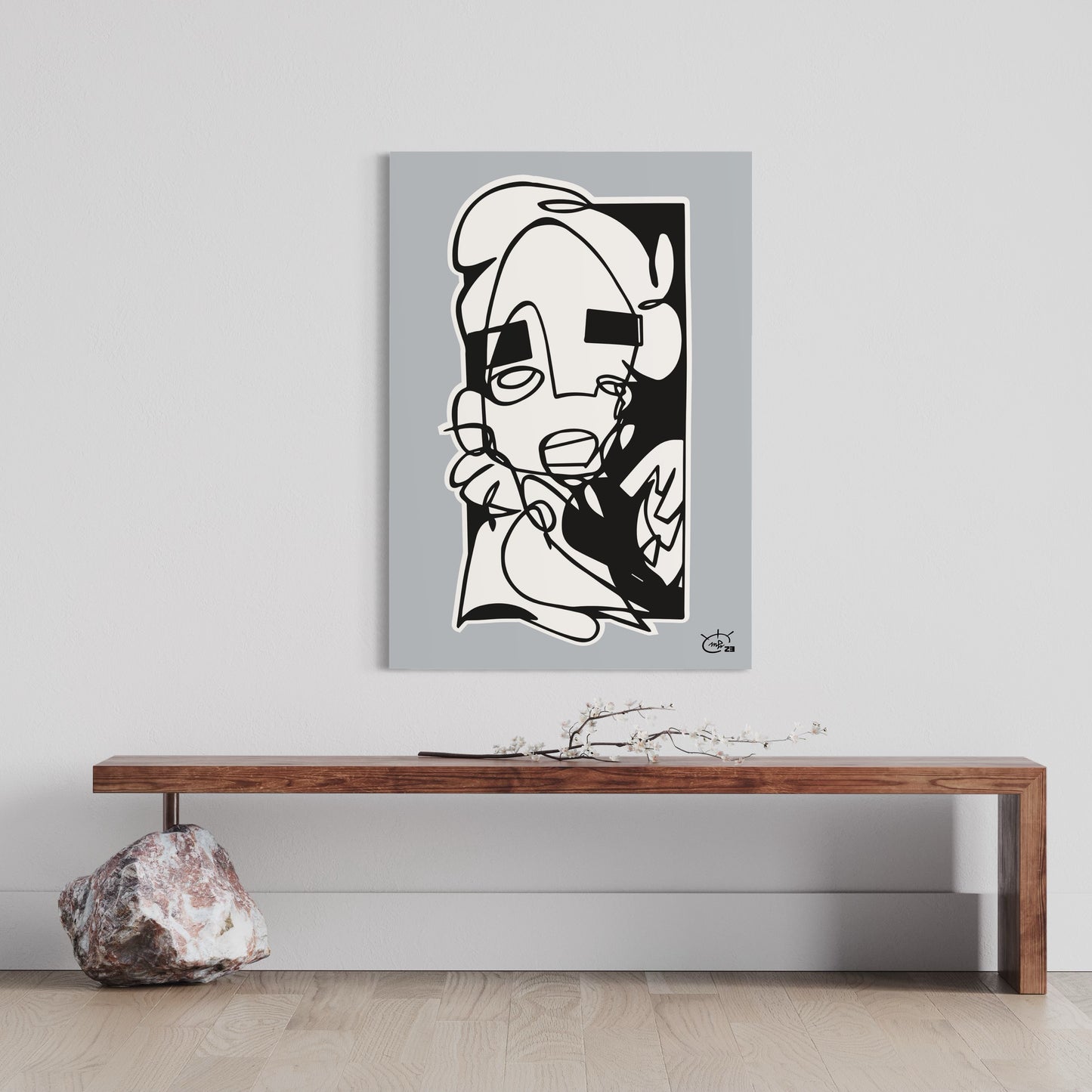 YO | Oneline Zeichnung abstrakte Kunst Poster