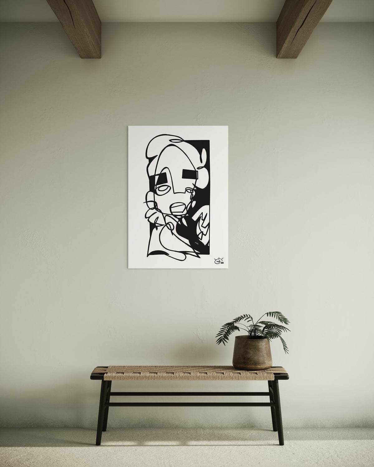 YO | Oneline Zeichnung abstrakte Kunst Poster