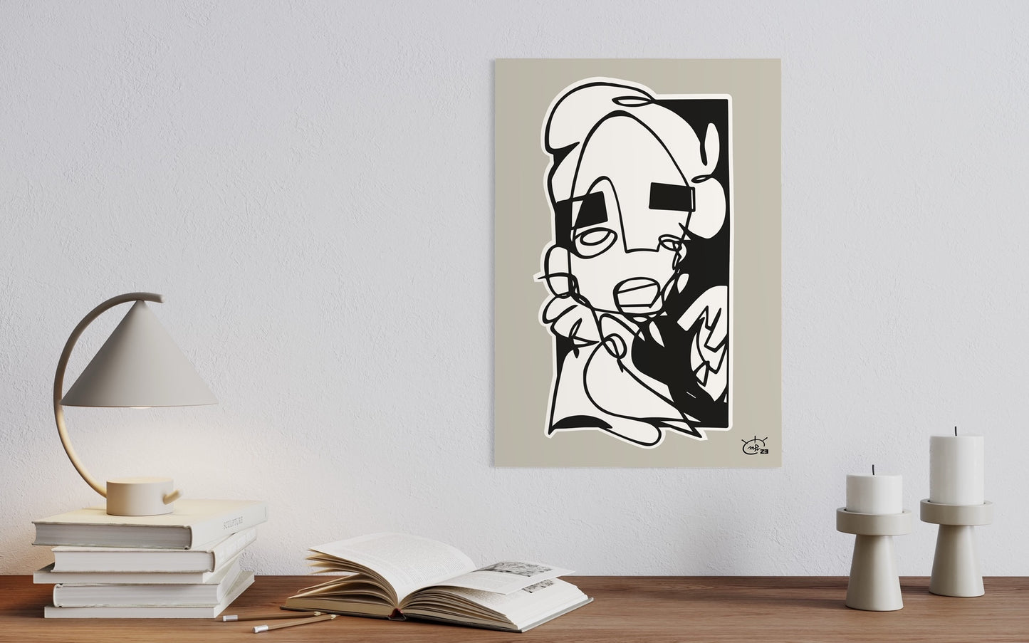 YO | Oneline Zeichnung abstrakte Kunst Poster