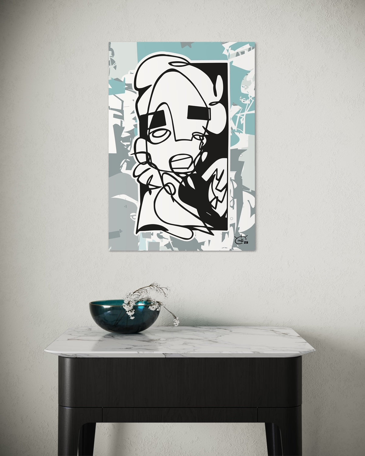 YO | Oneline Zeichnung abstrakte Kunst Poster