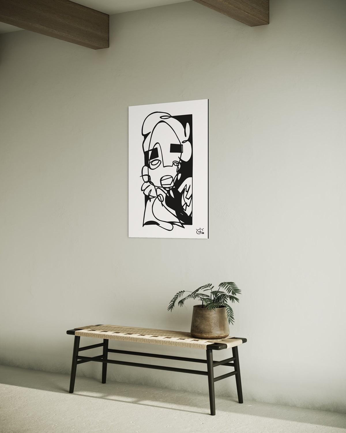 YO | Oneline Zeichnung abstrakte Kunst Poster