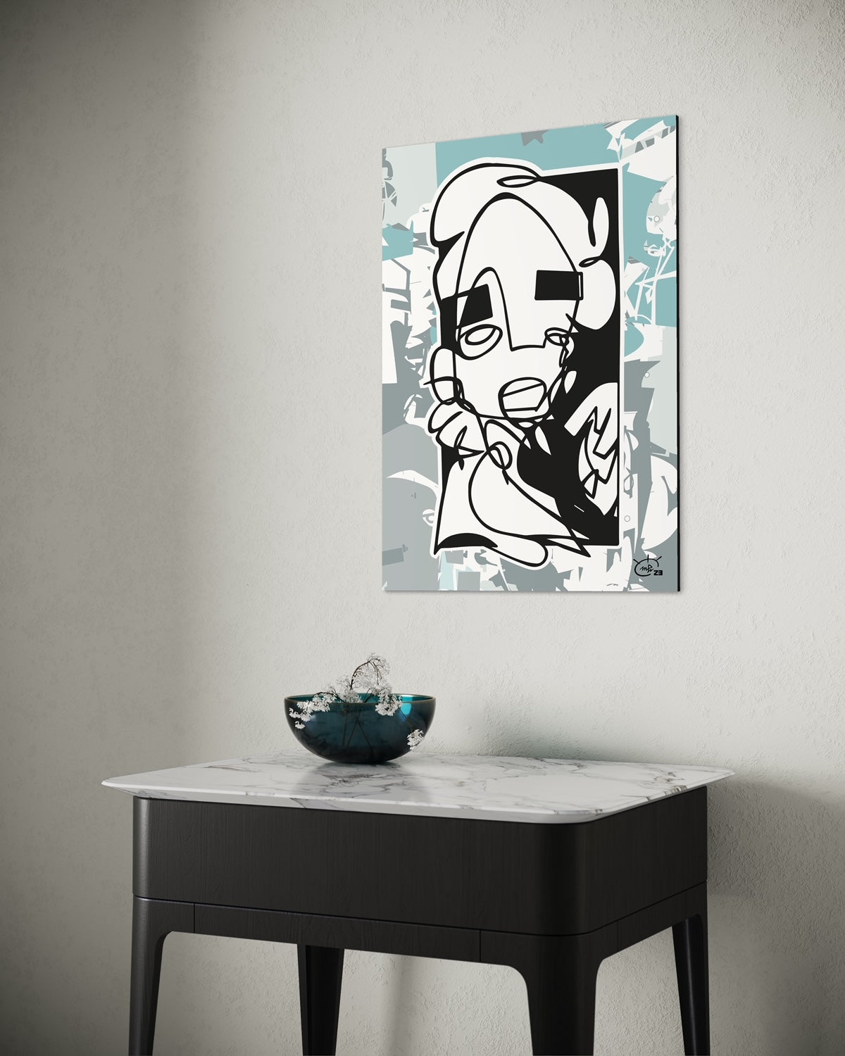 YO | Oneline Zeichnung abstrakte Kunst Poster