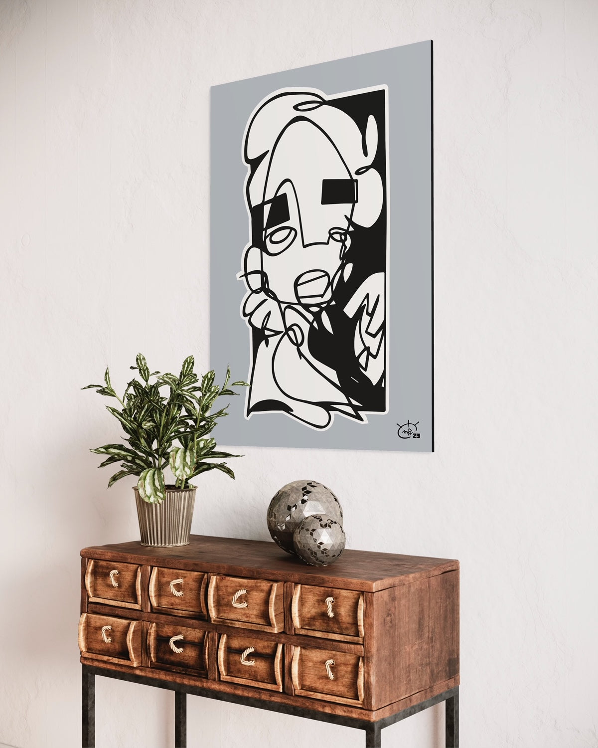 YO | Oneline Zeichnung abstrakte Kunst Poster